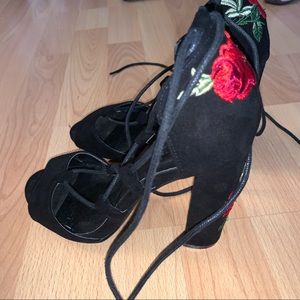 Lace-Up Rose Heels
